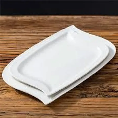 BOXED ELVIRA PORCELAIN RECTANGULAR DINNER SERVING PLATE SET, 2 PIECE (1 BOX)