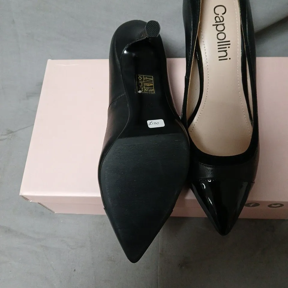 CAPOLLINI PATSY HIGH HEEL PUMPS – UK 3.5 (EU 36) BLACK PATENT