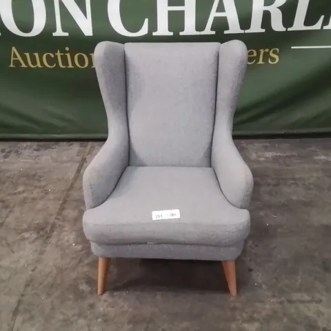 GREY FABRIC UPHOLSTERED LOUNGE CHAIR
