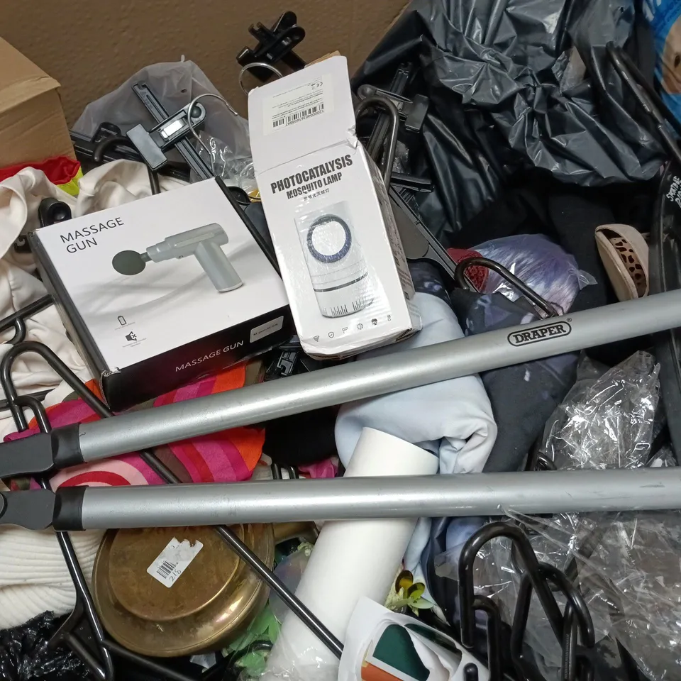 PALLET OF ASSORTED HOUSEHOLD ITEMS TO INCLUDE ANDREX TISSUE MULTIPACKS, DRAPER EDGE TRIMMER, PLASTIC STORAGE AND SEASONAL ITEMS