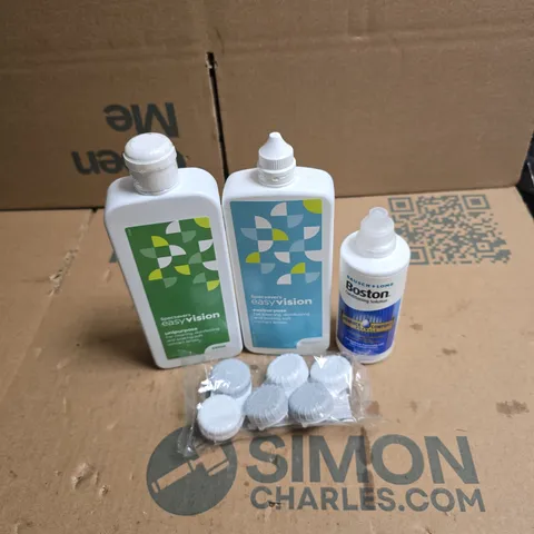 TOTE OF APPROXIMATELY 30 ASSORTED CONTACT LENS CLEANING PRODUCTS TO INCLUDE SPECSAVERS EASY VISION ETC