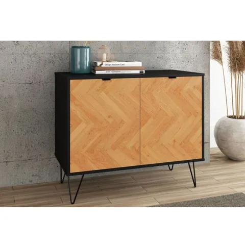 BRAND NEW BOXED DENVER SIDEBOARD - BLACK/OAK (1 BOX)