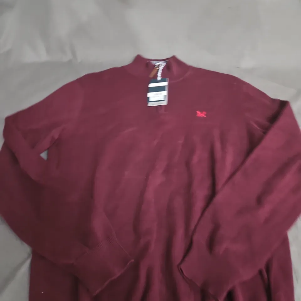 CREW CLOTHING COMPANY ORGANIC COTTON BURGUNDY JUMPER, UK SIZE L