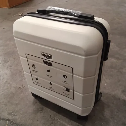 UNBOXED KEPLIN LUGG SMALL SIZE TRAVEL SUITCASE WITH WHEELS CREAM AND BROWN COLOUR 