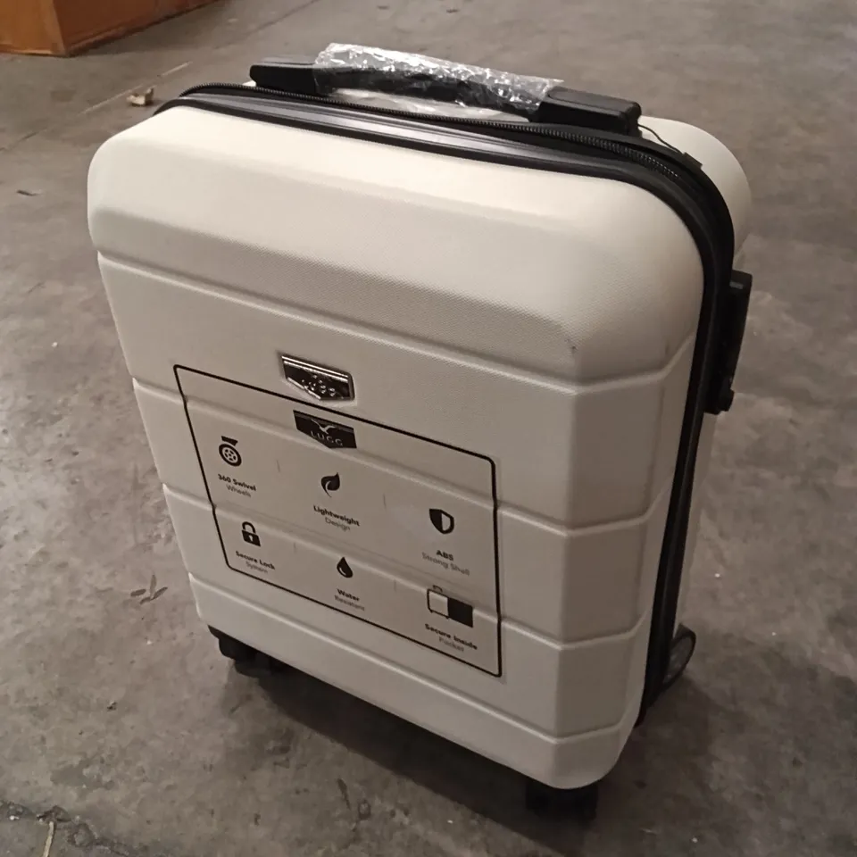 UNBOXED KEPLIN LUGG SMALL SIZE TRAVEL SUITCASE WITH WHEELS CREAM AND BROWN COLOUR 