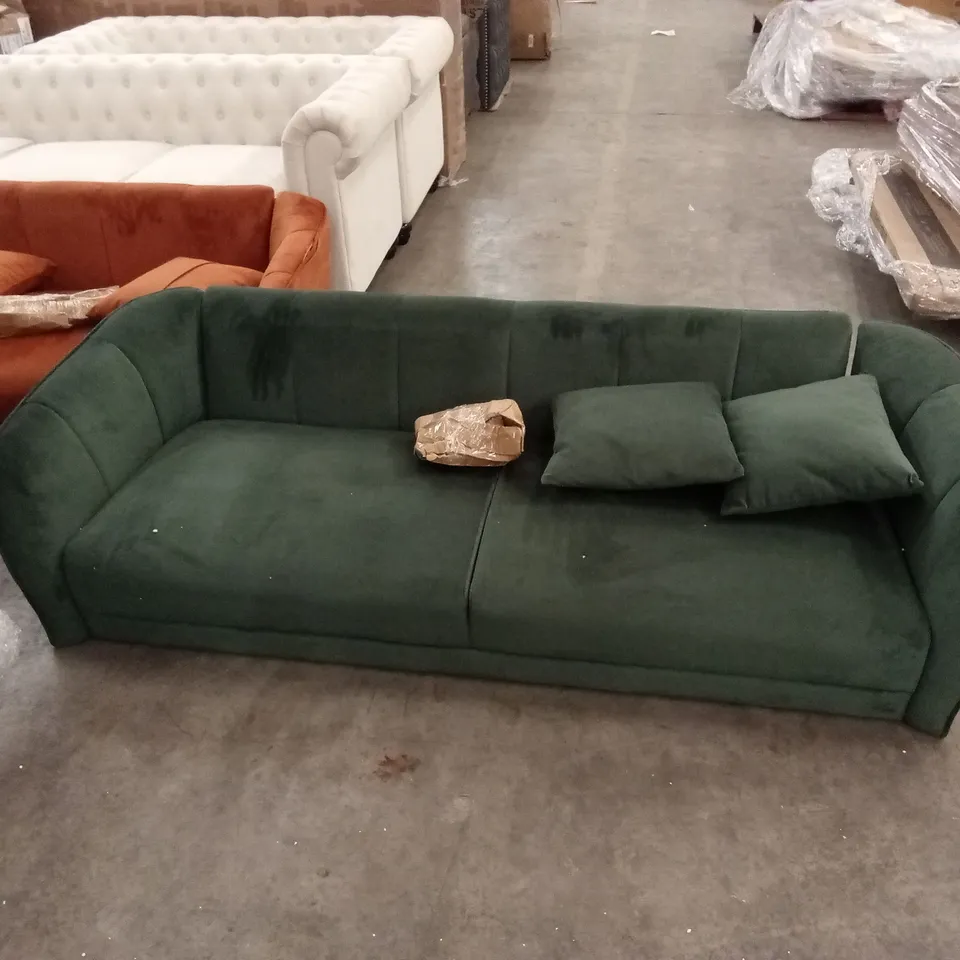 LOREN 3 SEATER SOFA, MOSS GREEN VELVET (1 BOX)