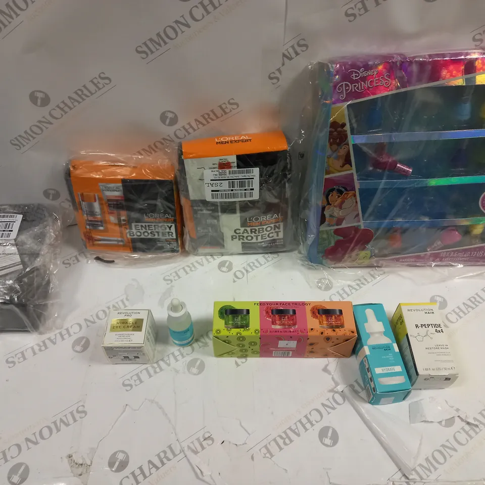 6 ASSORTED HEALTH AND HOME ASSORTED ITEMS TO INCLUDE LOREAL ENERGY BOOST, LOREAL CARBON PROTECT, AND REVOLUTION FEED YOUR FACE TRILOGY ETC. 