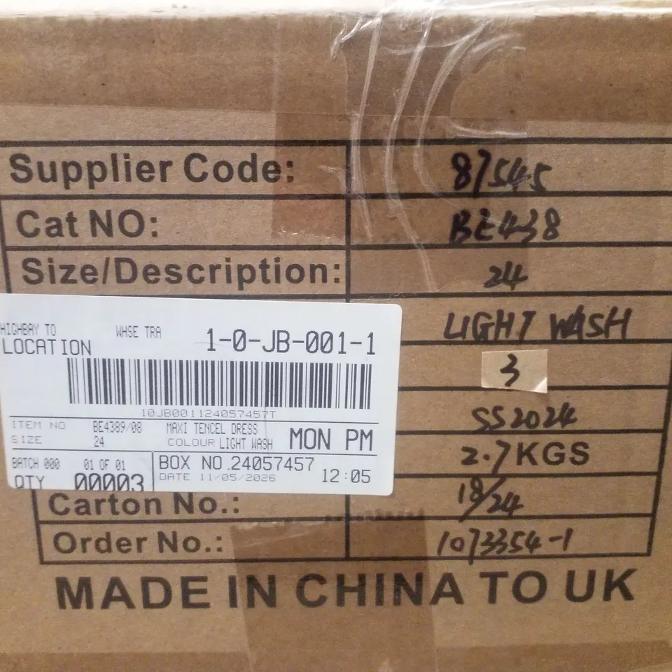 BOXED CONTAINING APPROXIMATELY 3 BRAND NEW SIMPLY BE LIGHT WASH BLUE HALTER TIERED MAXI TENCEL DRESS - SIZE 24