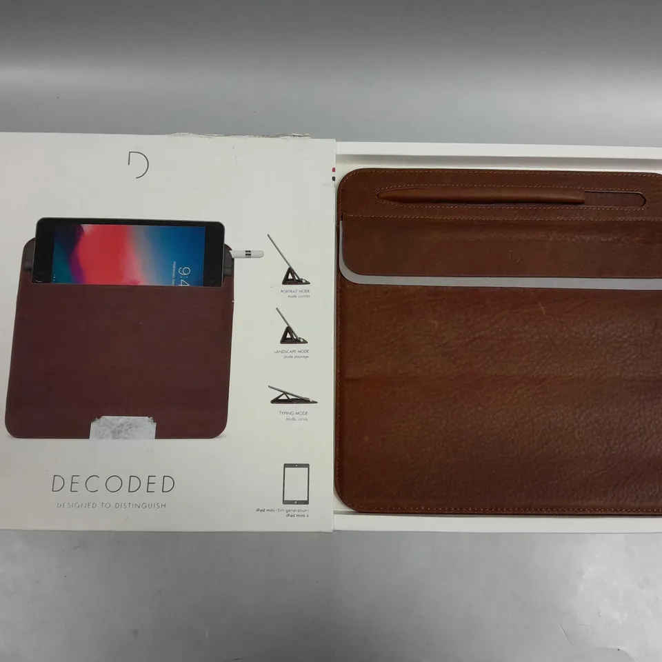 BOXED DECODED LEATHER FOLDABLE IPAD SLEEVE FOR IPAD MINI 5TH GEN 
