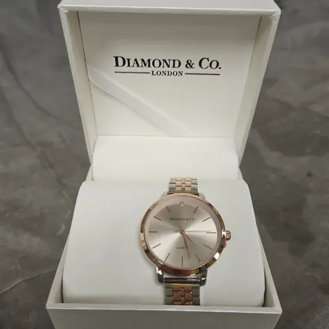 DIAMOND & CO LONDON QUARTZ WRISTWATCH – TWO-TONE STAINLESS STEEL, SILVER TONE DIAL