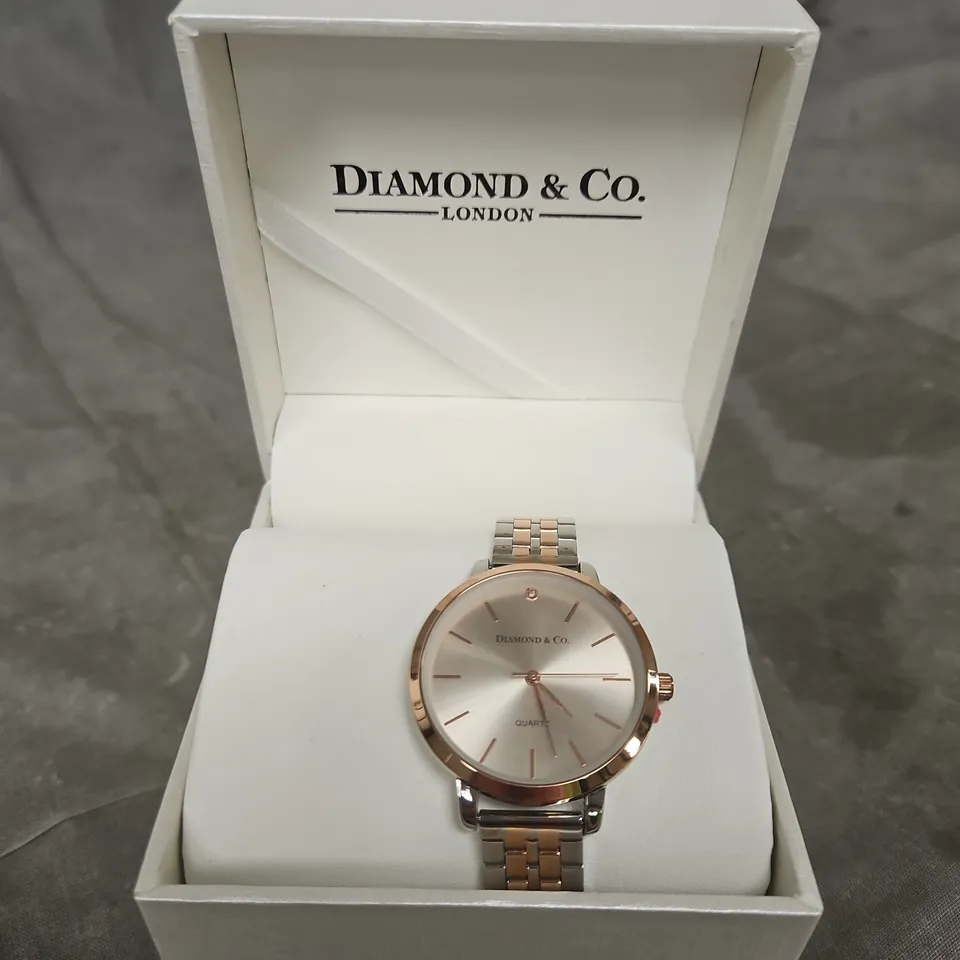 DIAMOND & CO LONDON QUARTZ WRISTWATCH – TWO-TONE STAINLESS STEEL, SILVER TONE DIAL