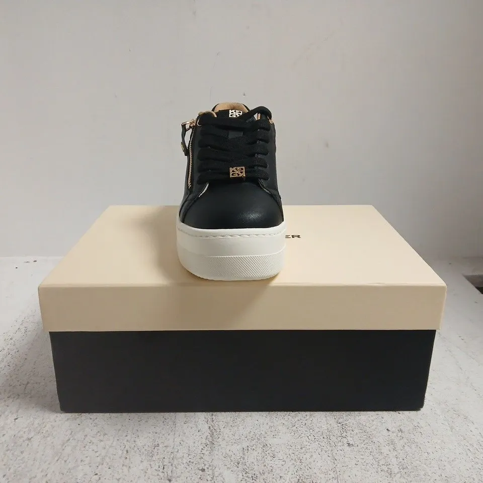 BOXED PAIR OF KURT GEIGER LOTTIE LACE UP SHOES IN BLACK/WHITE SIZE EU 38