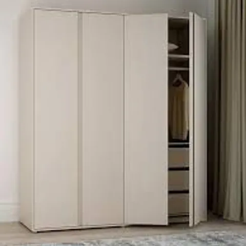 BOXED LISSON 4 DOOR COMBI WARDROBE - OATMEAL (5 BOXES)