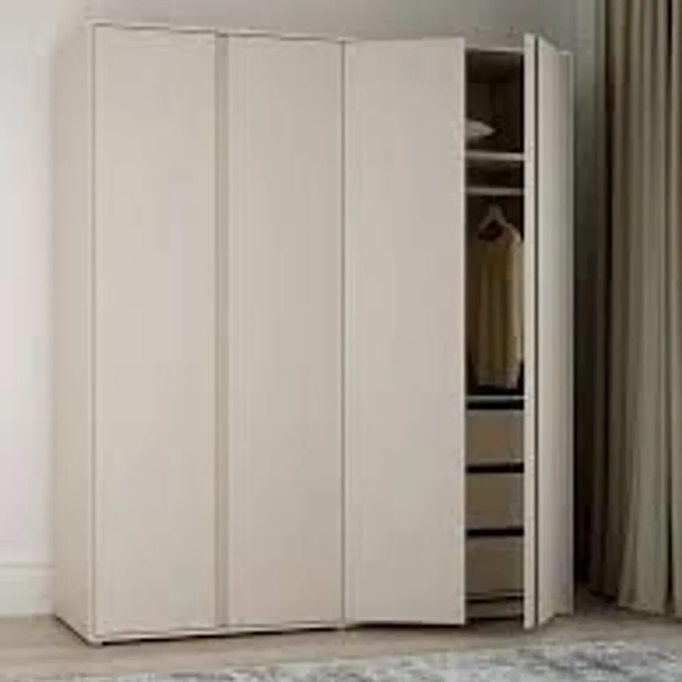 BOXED LISSON 4 DOOR COMBI WARDROBE - OATMEAL (5 BOXES)