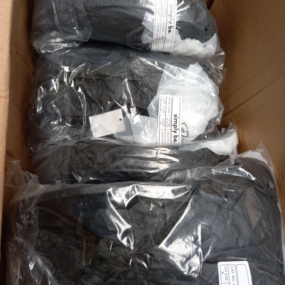 BOX OF APPROXIMATELY 10 PAIRS OF BLACK SHOES WITH SILVER DOTS 