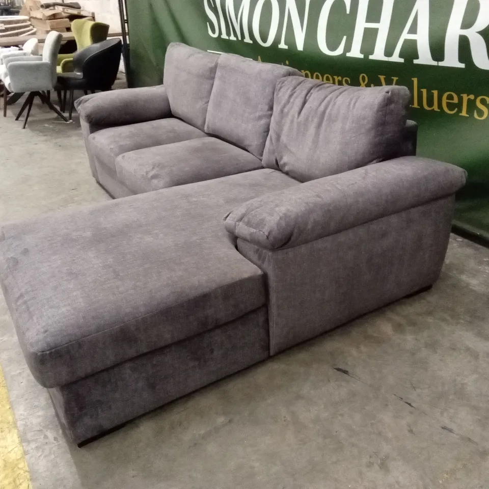 ELIZA RIGHT HAND 3 SEATER FABRIC CHAISE SOFA - GREY RRP £1149