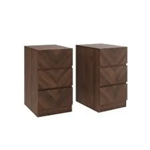 BOXED GFW CATANIA 3 DRAWER ROYAL WALNUT BEDSIDE TABLE SET OF 2 (1 BOX)