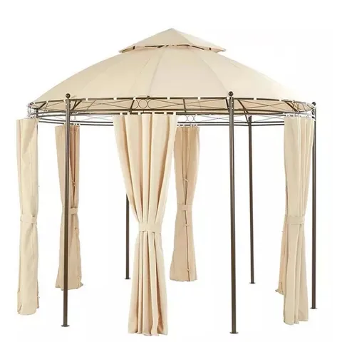 BOXED 3M ROUND STEEL SHOWERPROOF GAZEBO WITH SIDES - STURDY STEEL FRAME (1 BOX)