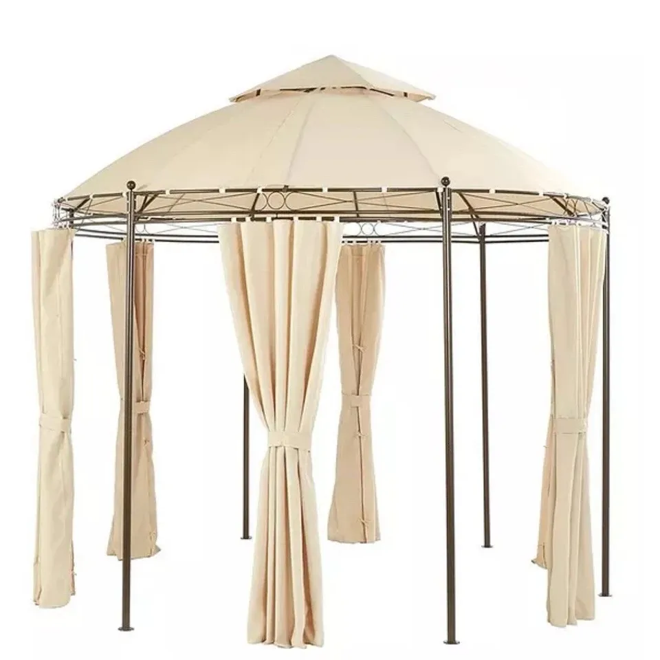 BOXED 3M ROUND STEEL SHOWERPROOF GAZEBO WITH SIDES - STURDY STEEL FRAME (1 BOX) RRP £299.99