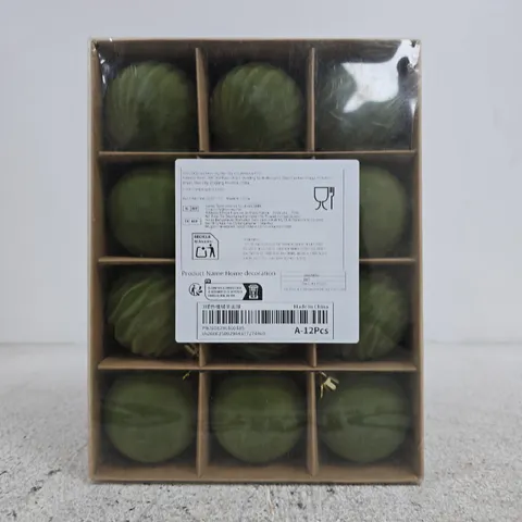 BOX OF APPROX 12 GREEN CHRISTMAS BAUBLES