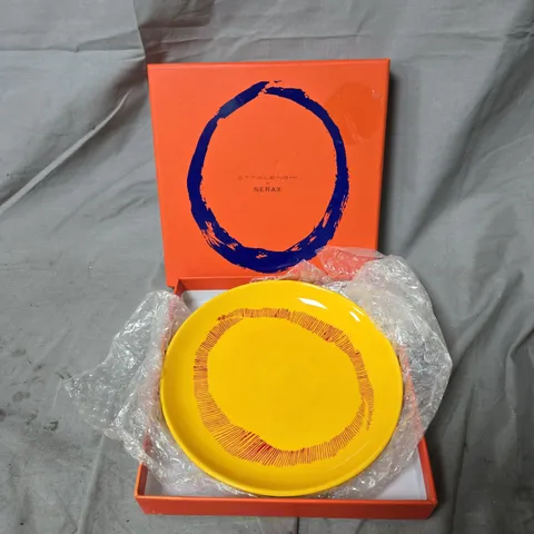 OTTOLENGHI FOR SERAX PLATE SET OF 2 – SUNNY YELLOW WITH SWIRL-STRIPE RED, 19 CM
