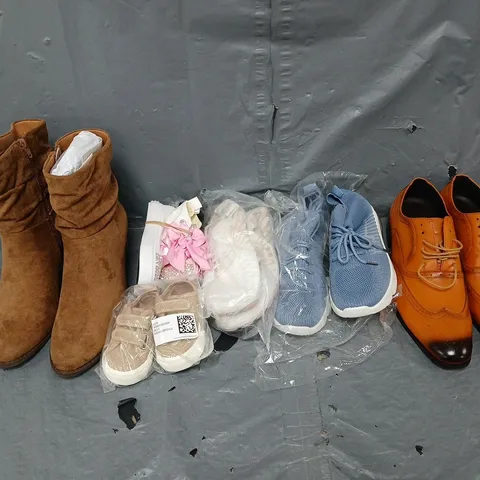 BOX OF APPROXIMATELY 15 PAIRS OF ASSORTED SHOES IN VARIOUS STYLES, COLOURS AND SIZES
