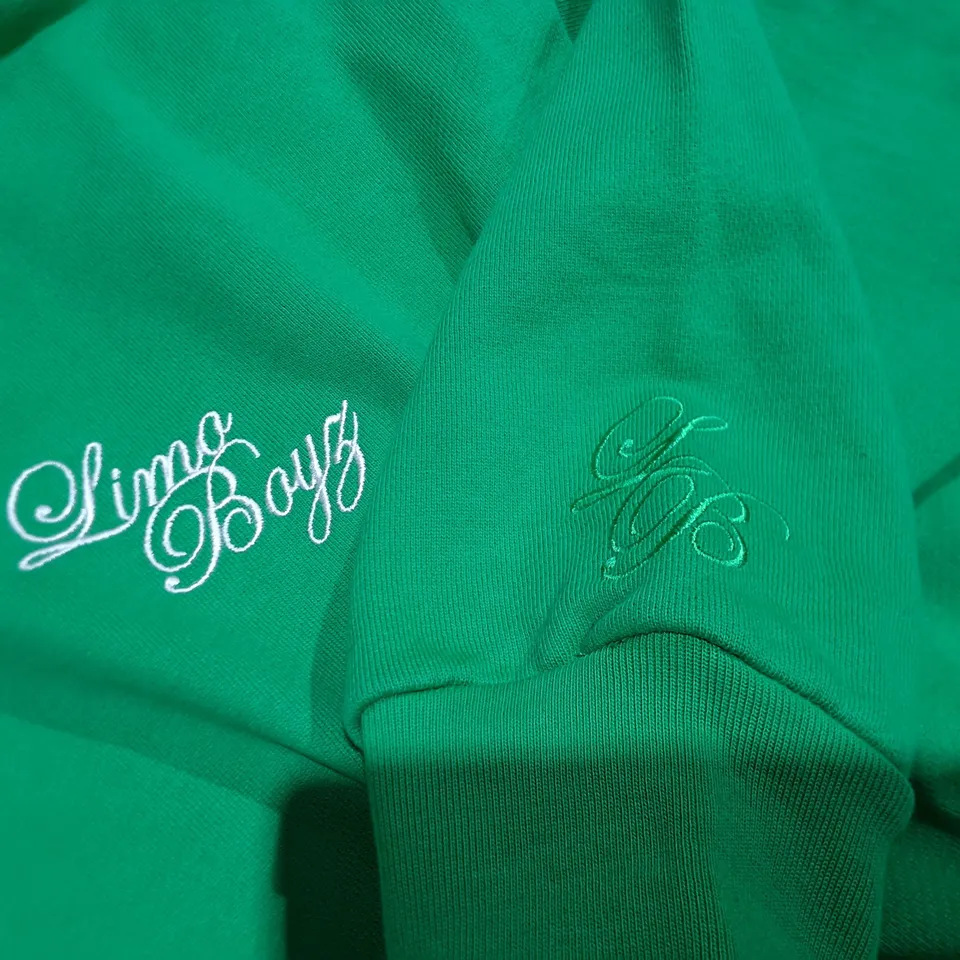 LOT OF 15 BAGGED LIMO BOYZ GREEN HOODIES IN GREEN - ALL SMALL
