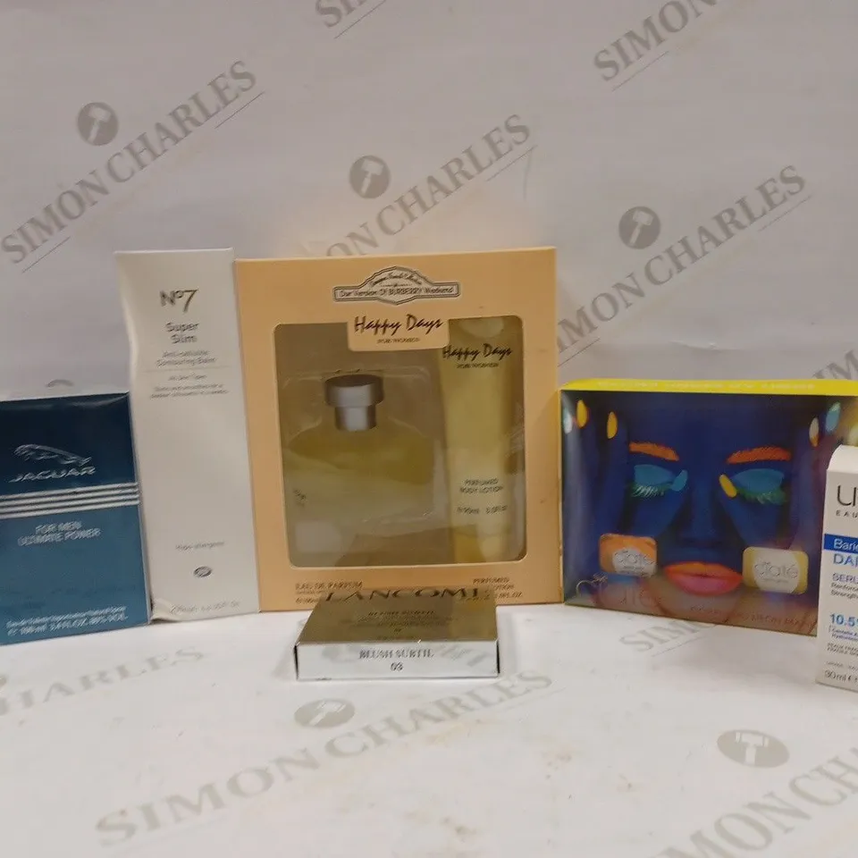BOX OF APPROX 10 ASSORTED BEAUTY PRODUCTS TO INCLUDE NO.7 SUPER SLIM CONTOURING BALM, URIAGE DAILY SERUM, ETC 