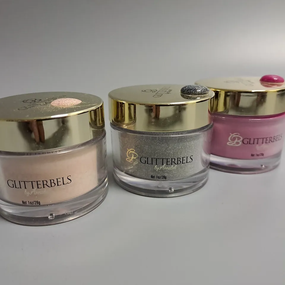 LOT OF 67 ASSORTED GLITTERBELS BY ANNABEL 28G GLITTER POTS