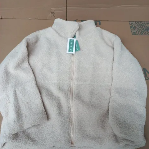 LA MAREY LADIES PLUSH JACKET IN CREAM - LARGE