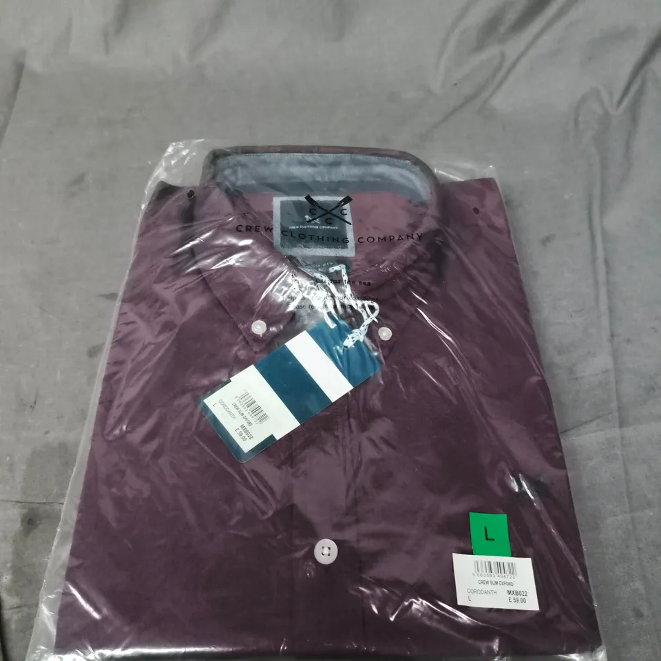 CREW CLOTHING COMPANY CREW SLIM OXFORD SHIRT – BURGUNDY – UK SIZE L