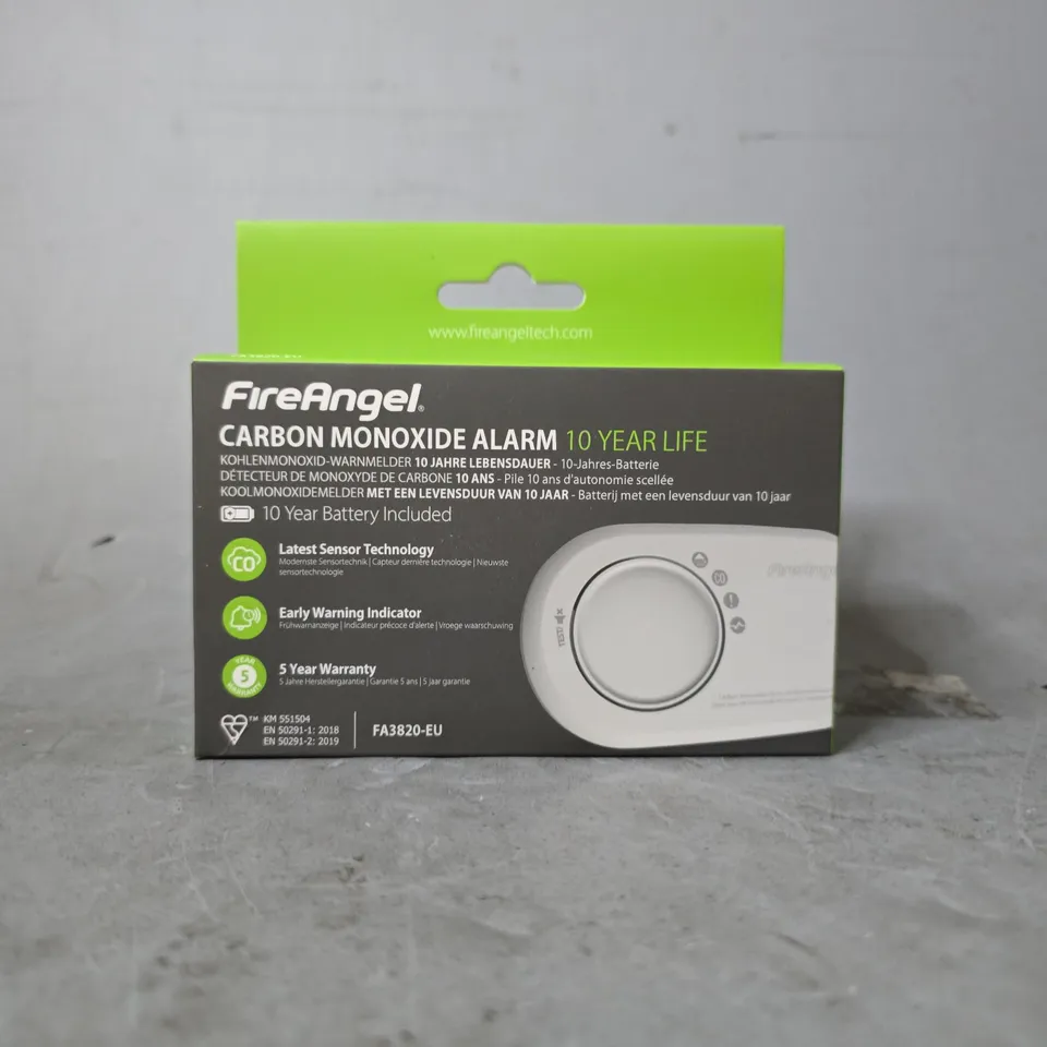 BOXED FIRE ANGEL CARBON MONOXIDE ALARM 