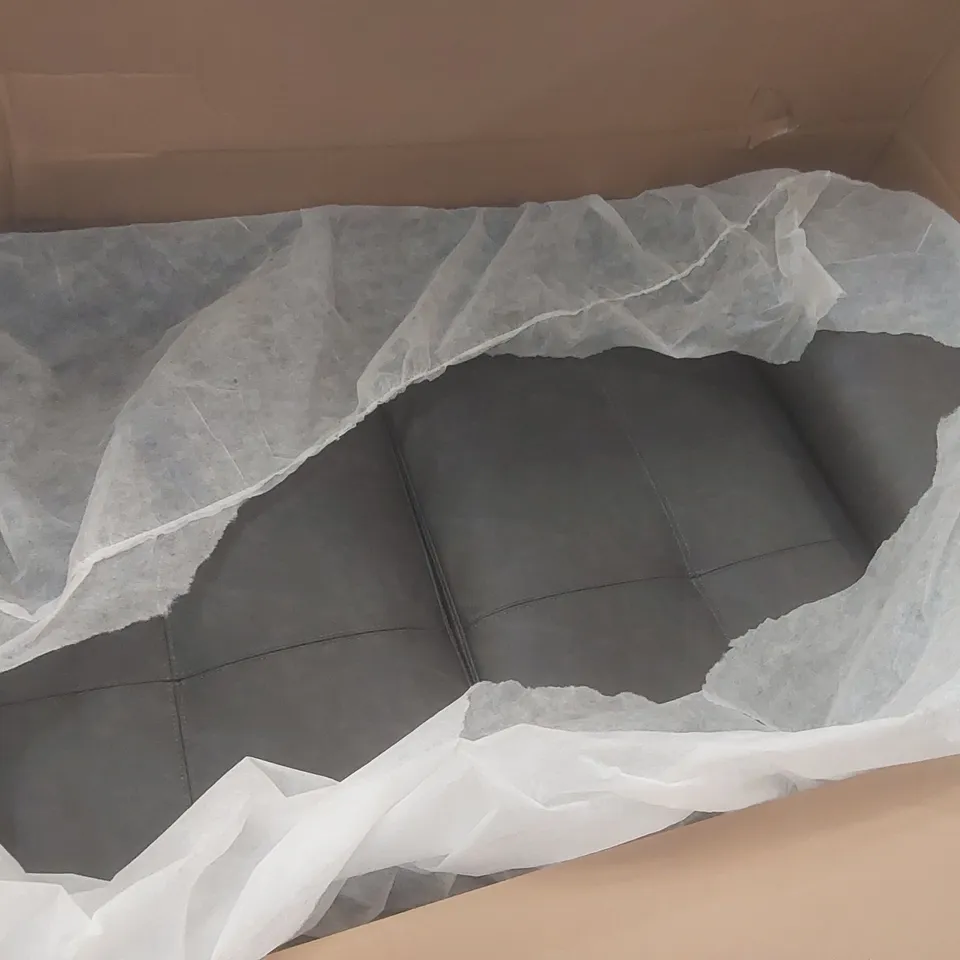BOXED KANSAS VINTAGE GREY PREMIUM FAUX LEATHER CORNER SOFA PARTS (3 BOXES)