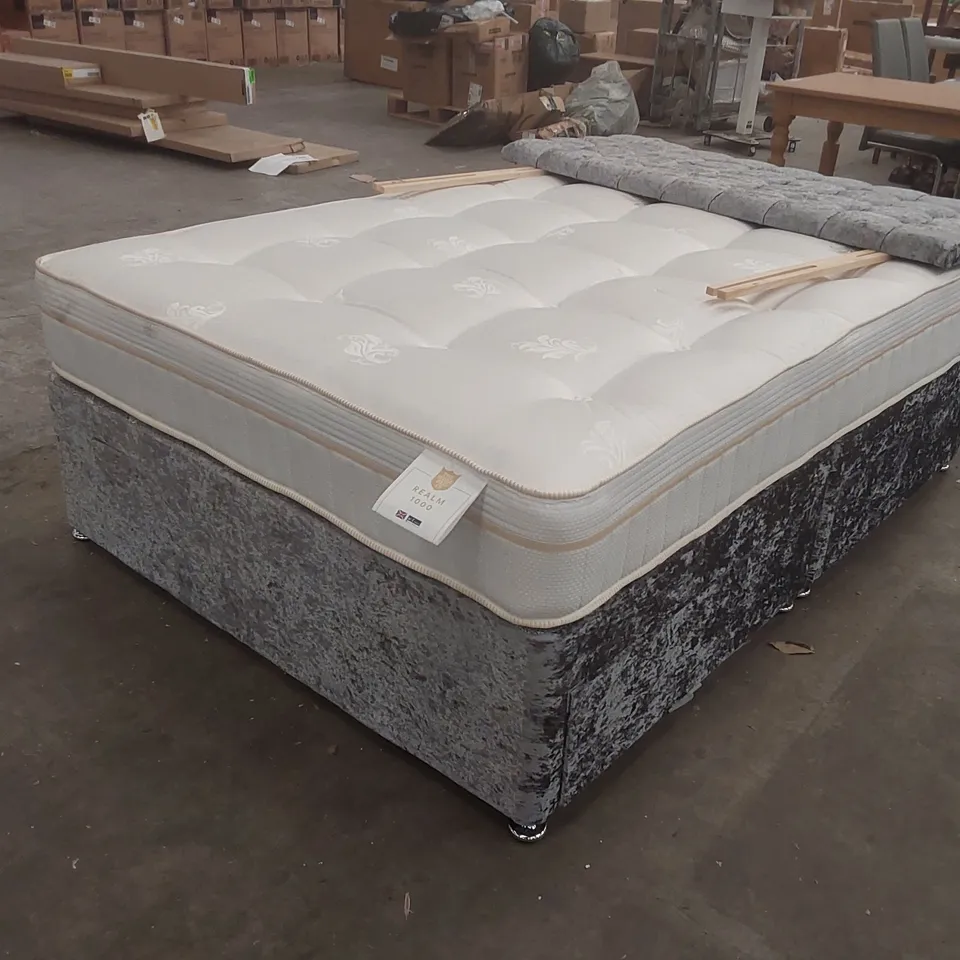 DESIGNER DIVAN BED SET SIZE: DOUBLE (4'6) COLOUR:SILVER STORAGE TYPE: 4-DRAWERS
