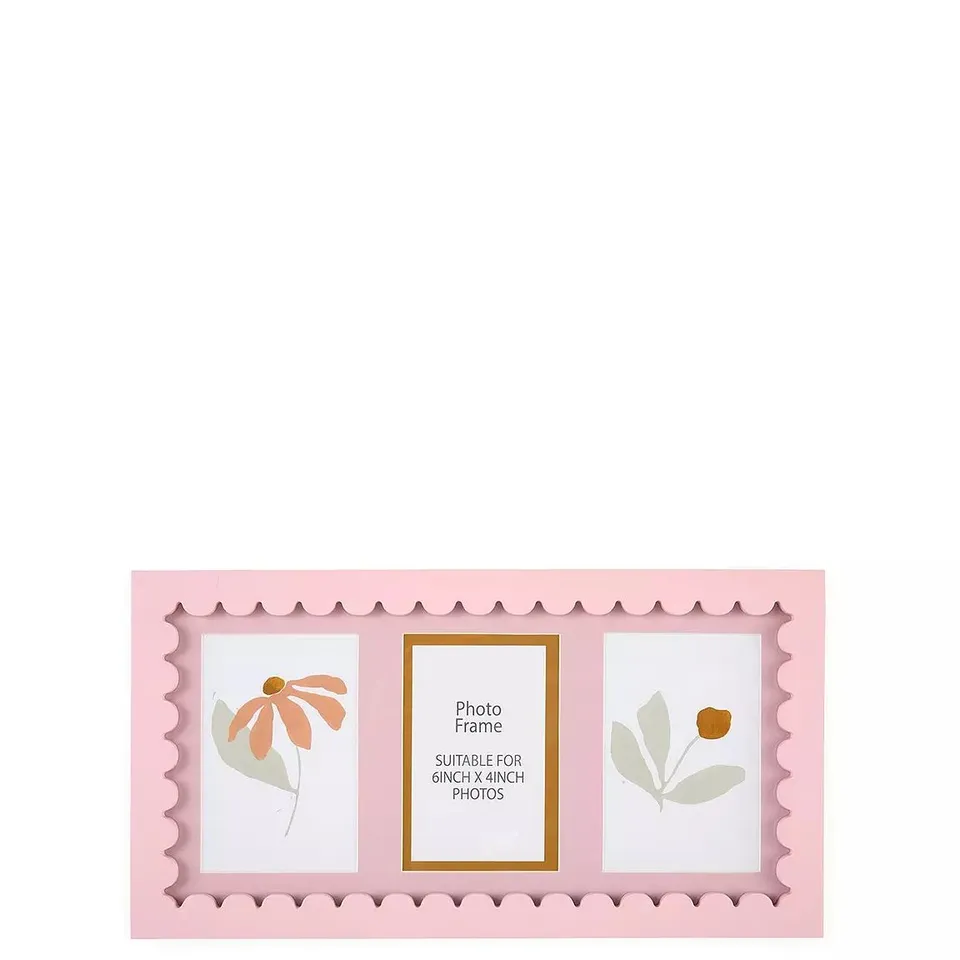 THE VERY COLLECTION 3 PHOTO PINK SCALLOPED FRAME 22X41CM