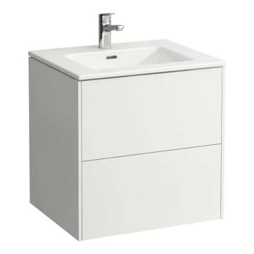BRAND NEW BOXED PRO S BASIN & VANITY UNIT 600X500X460MM 1 TAP HOLE, 2 DRAWERS - GLOSS WHITE