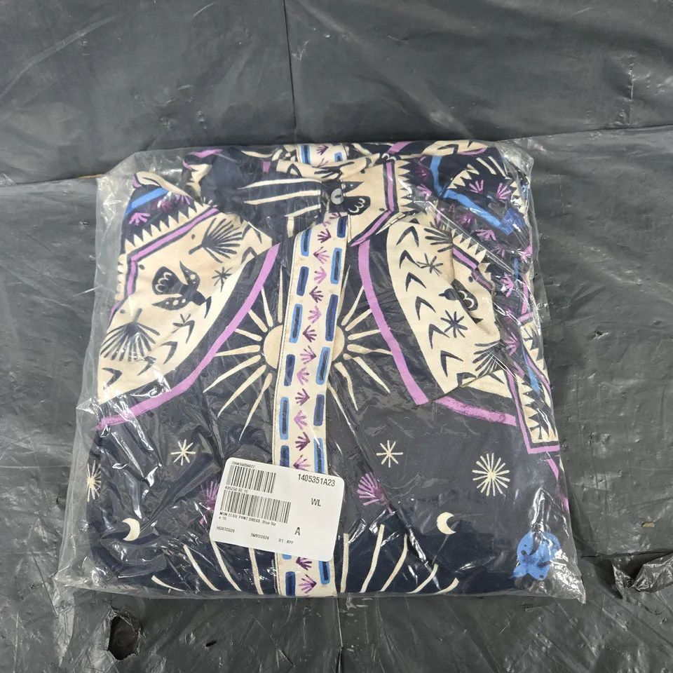 BAGGED MONSOON ELSIE PRINT SHIRT DRESS BLUE SIZE 16