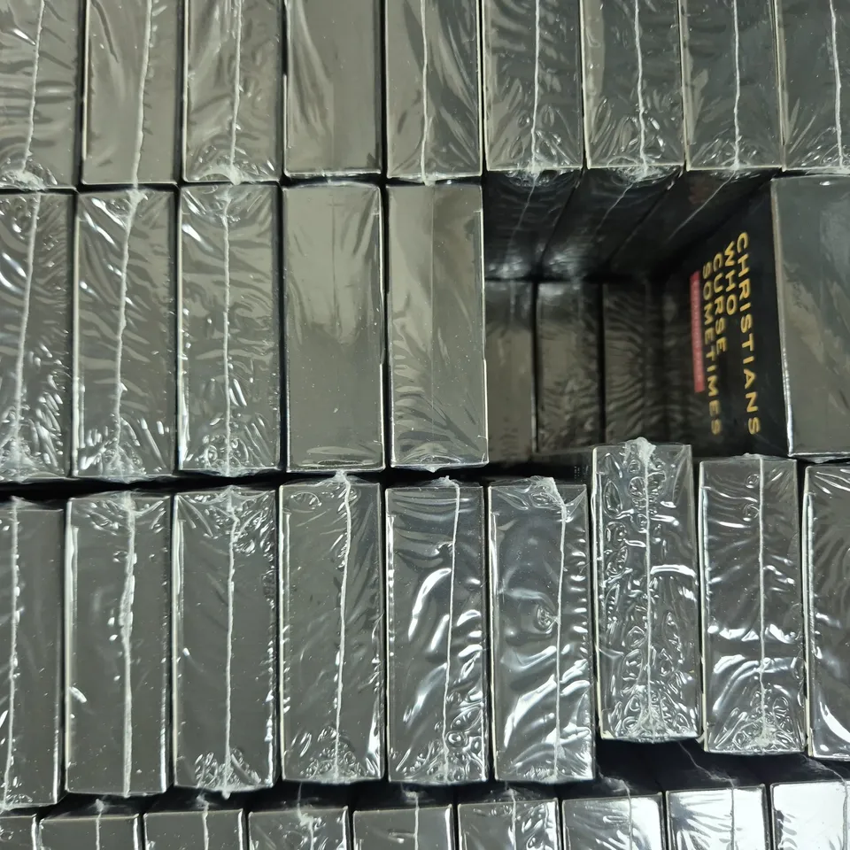 BOX OF APPROXIMATELY 100 SEALED CHRISTIANS WHO CURSE SOMETIMES EXPANSION PACKS FOR THE CHRISTIAN MEME GAME