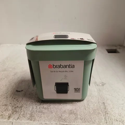 BRABANTIA SORT & GO RECYCLE BIN, 3 L, MINT GREEN