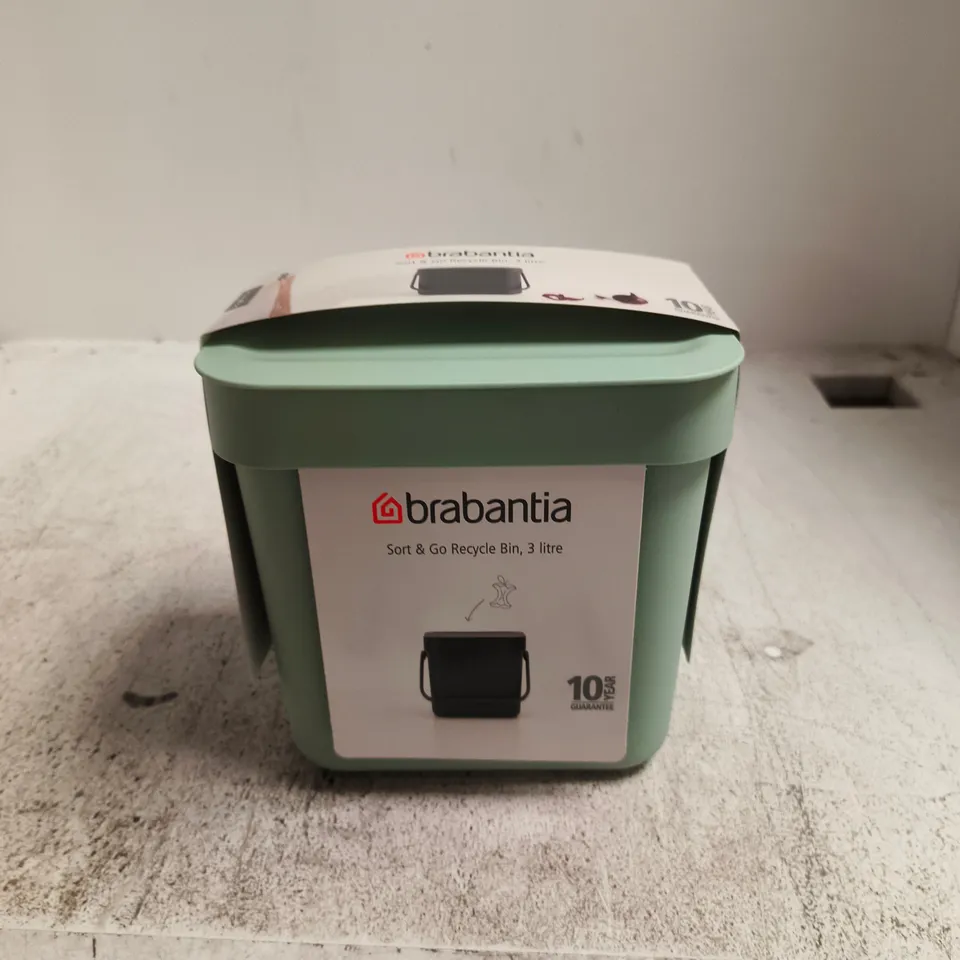 BRABANTIA SORT & GO RECYCLE BIN, 3 L, MINT GREEN