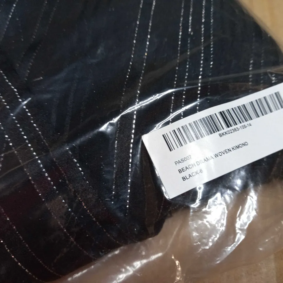 PACKAGED KAREN MILLEN BLACK BEACH DRAMA WOVEN KIMONO - SIZE 6