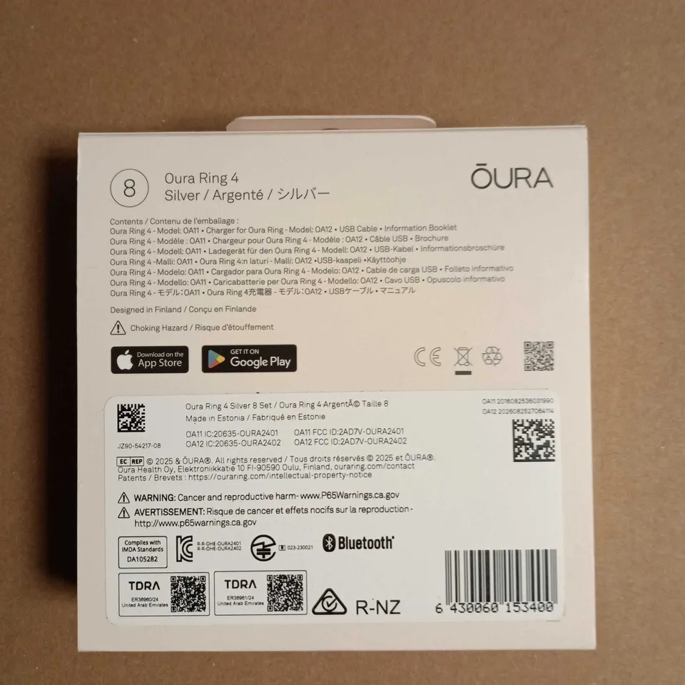 SEALED OURA RING 4 – SILVER, BOXED – SIZE 8