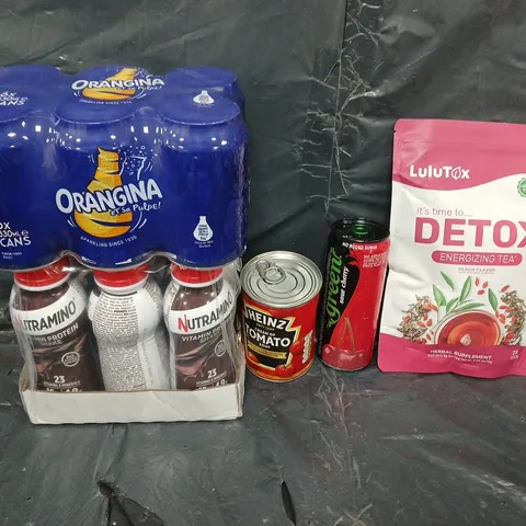 APPROXIMATELY 5 ASSORTED FOOD &DRINK ITEMS TO INCLUDE - PROTEIN SHAKES, ORANGINA AND DETOX TEA  - COLLECTION ONLY 