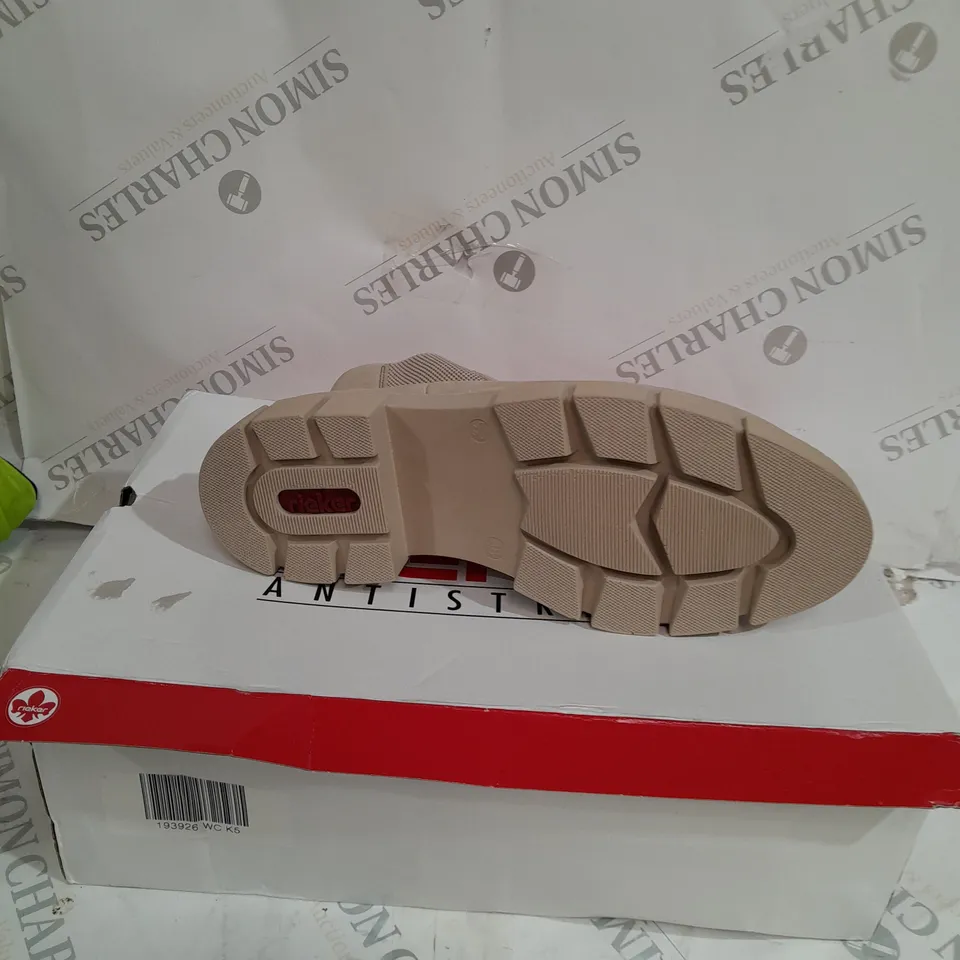 BOXED RIEKER CHUNKY ANKLE BOOTS, OFF WHITE - SIZE 5