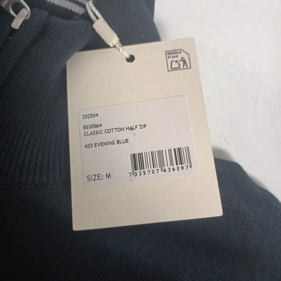 GANT CLASSIC COTTON HALF ZIP JUMPER – EVENING BLUE – SIZE M