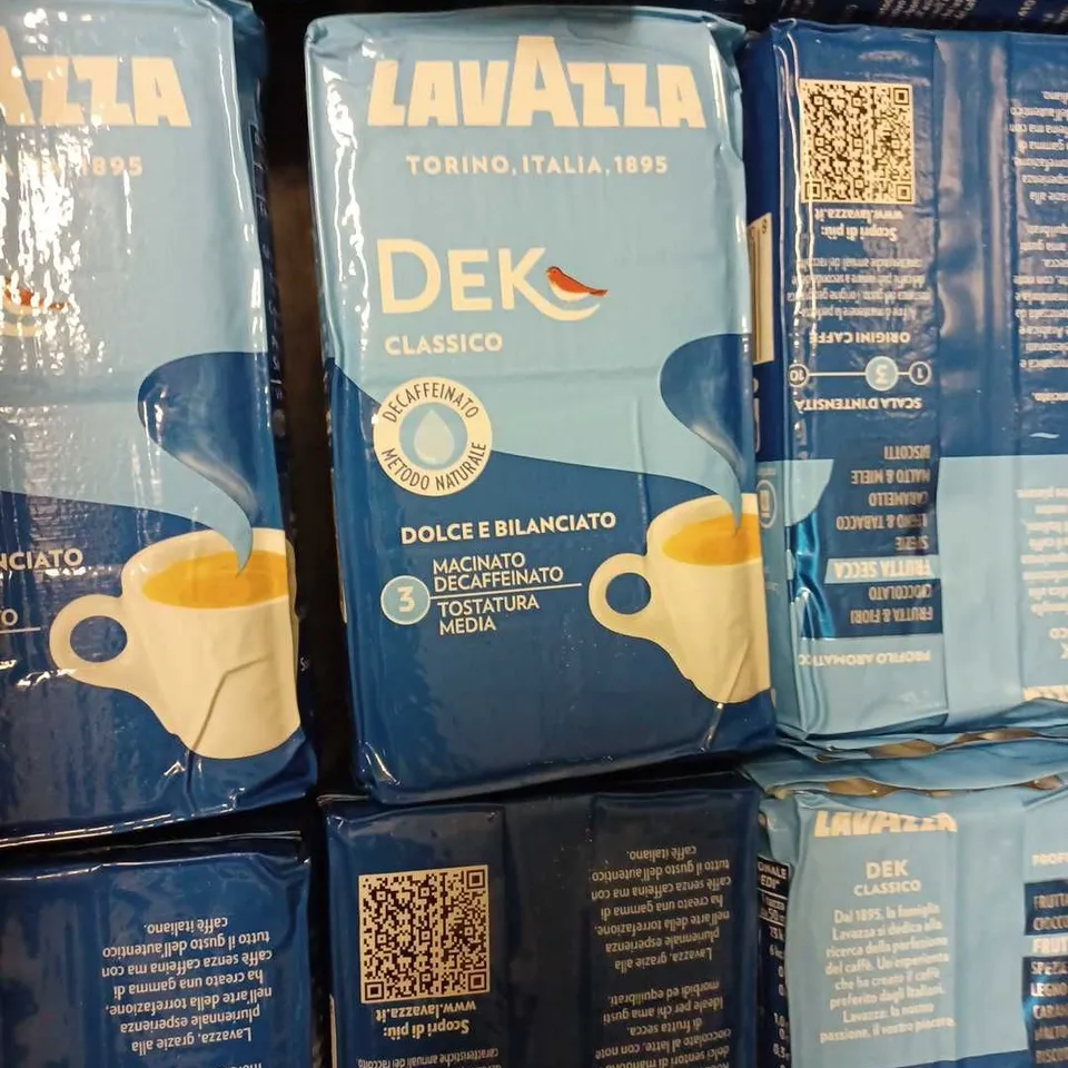 LOT OF APPROX 8 X 250G LAVAZZA CAFFÈ DEK CLASSICO DECAFFEINATO GROUND COFFEE
