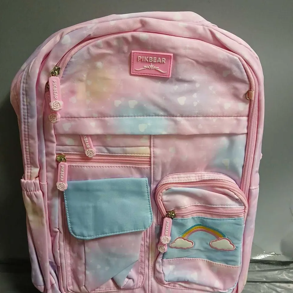 PIKBEAR RAINBOW/HEART DESIGN BACKPACK IN PINK