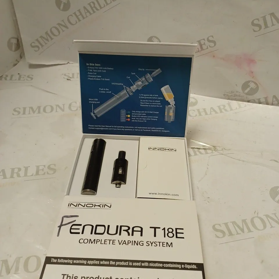 BOXED INNOKIN ENDURA T18E VAPING SYSTEM - BLACK. 