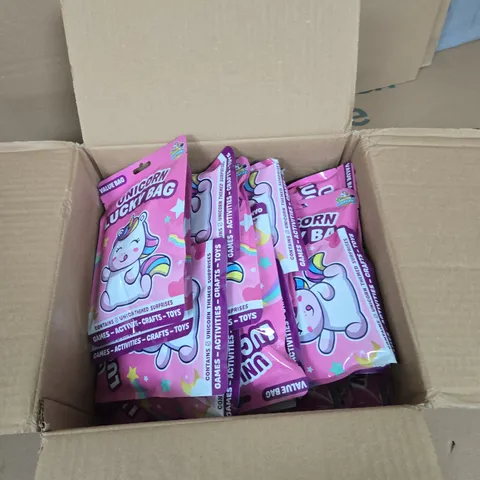 BOX OF APPROXIMATELY 30 UNICORN LUCKY BAGS