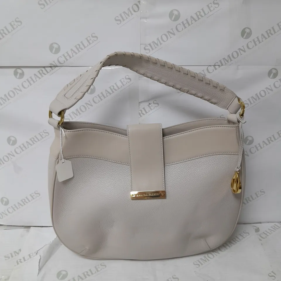 AMANDA WAKELEY LEATHER HANDBAG IN STONE WITH GOLD DETAILS